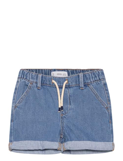 Elastic Waist Denim Bermuda Shorts Mango Blue