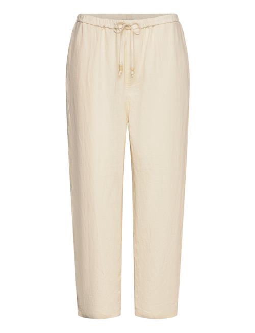 100 Linen Trousers Mango Beige