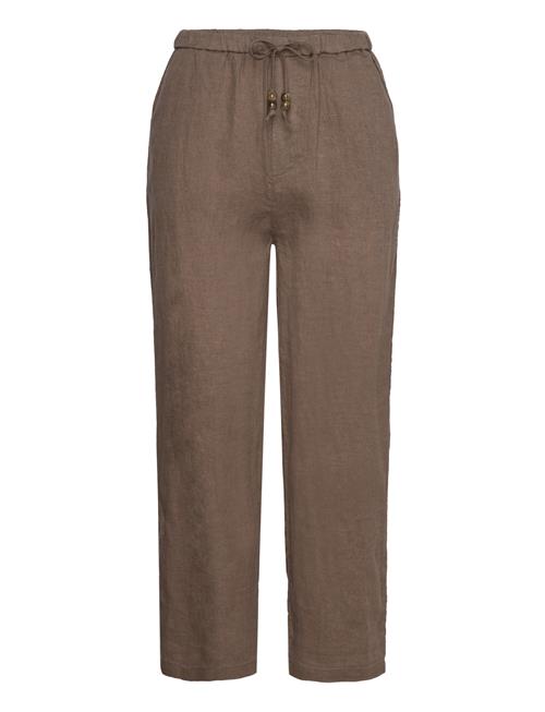 100 Linen Trousers Mango Brown