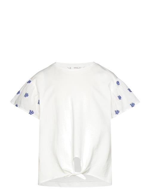 Embroidered Short-Sleeved T-Shirt Mango White