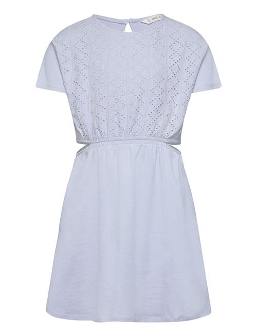 Embroidered Dress With Side Slits Mango Blue