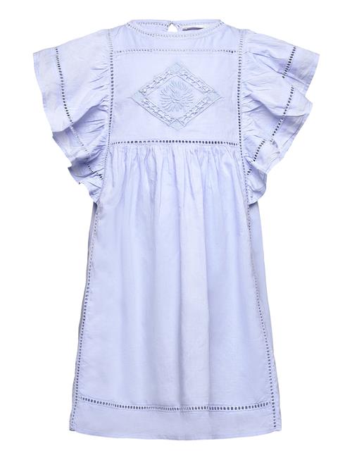 Broderie Anglaise Ruffled Dress Mango Blue