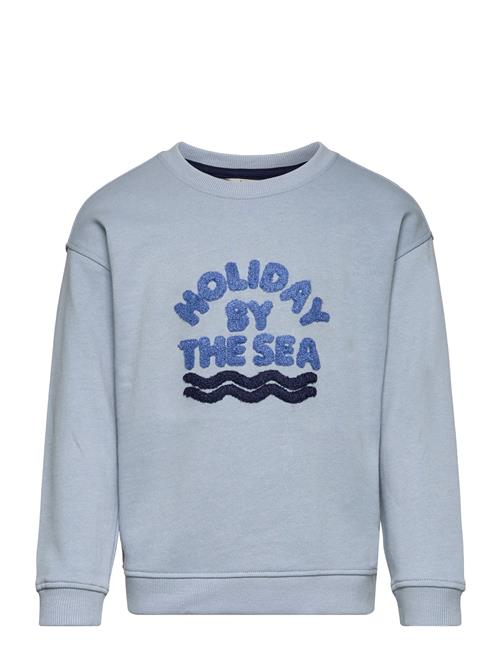 Mango Textured Message Sweatshirt Mango Blue