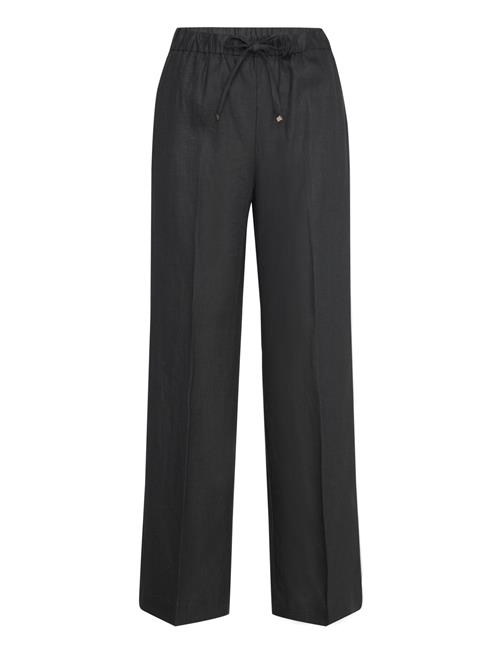 Se Mango Linen-Blend Elastic Waist Trousers Mango Black ved Booztlet