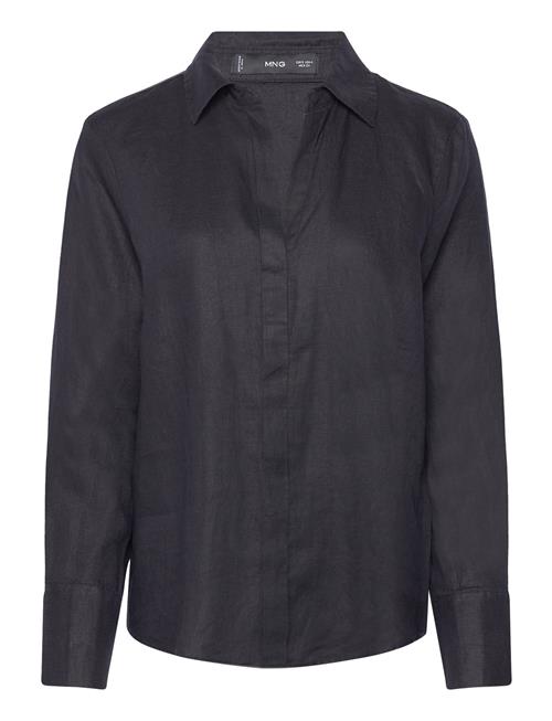 Mango Linen 100 Shirt Mango Black