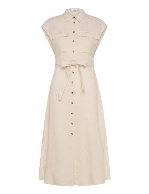 100 Linen Shirty Dress Mango Cream