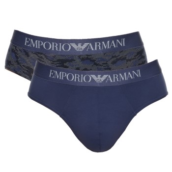 Emporio Armani Armani Cotton Stretch Print Briefs 2P Blå Mønster bomuld Small Herre