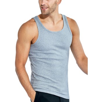 Bread & Boxers Bread and Boxers Ribbed Tank Top 2P Grå økologisk bomuld Large Herre