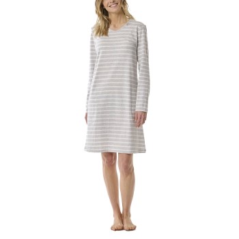 Se Schiesser Women Longsleeve Nightdress Hvid/Grå bomuld 42 Dame ved Timarco