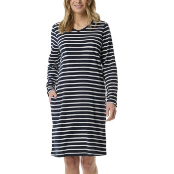 Schiesser Women Longsleeve Nightdress Blå/Hvid bomuld 46 Dame