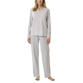 Se Schiesser Women Straight Leg Long Pyjama Hvid/Grå bomuld 38 Dame ved Timarco