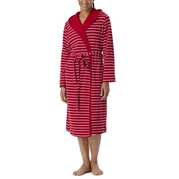 Se Schiesser Women Terry Bathrobe Rød/Hvid Small Dame ved Timarco