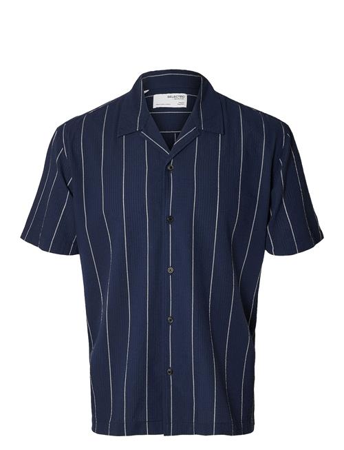 Selected Homme Slhreg-West Shirt Ss Resort Camp Selected Homme Navy