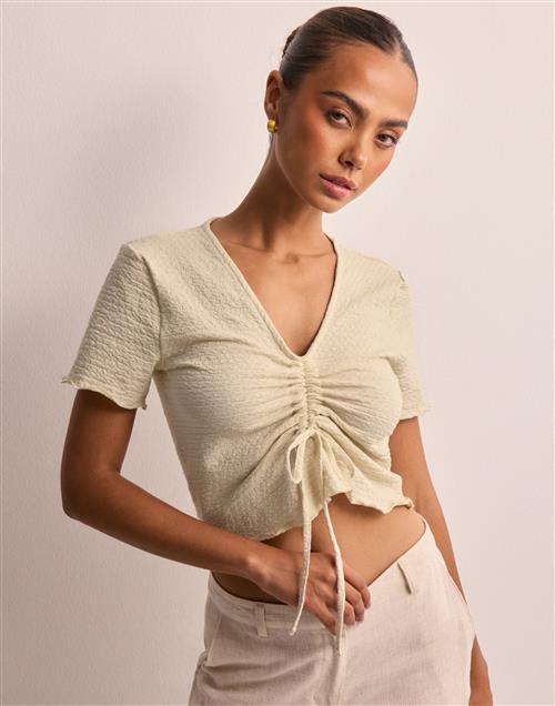 Vero Moda - Beige - Vmmirinda Ss V-Neck Cropped Top Vma