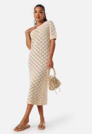 Se SELECTED FEMME Slfvinna Long Knit Dress Birch M ved Bubbleroom