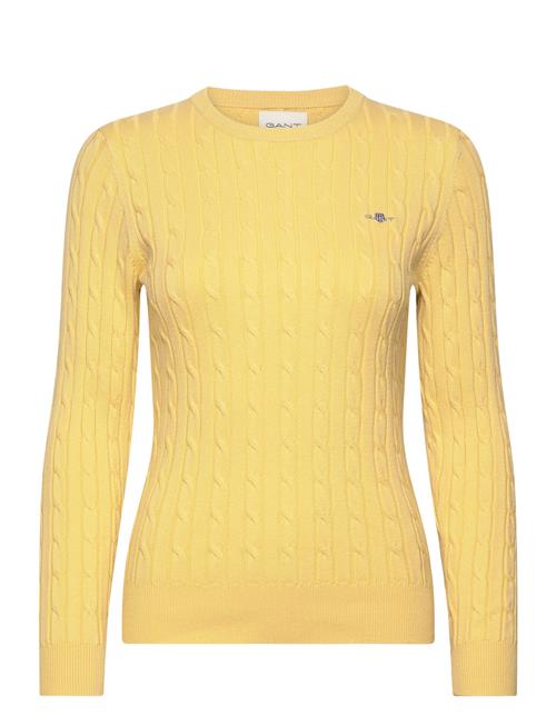 Se GANT Stretch Cotton Cable C-Neck GANT Yellow ved Booztlet