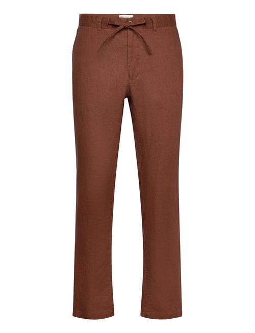 Se GANT Relaxed Linen Ds Pants GANT Brown ved Booztlet