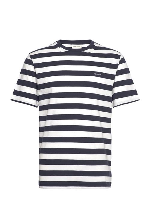 Se GANT Stripe Ss T-Shirt GANT Blue ved Booztlet