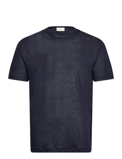 Se GANT Linen Ss T-Shirt GANT Navy ved Booztlet