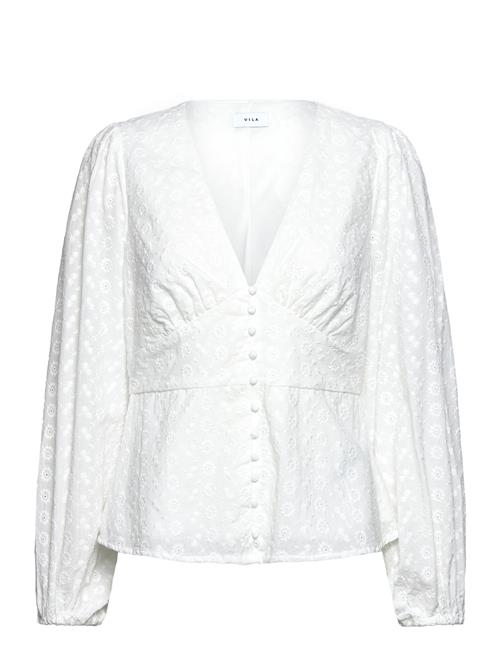 Se Vila Vimalina New L/S Puffsleeve Top/Ka Vila White ved Booztlet