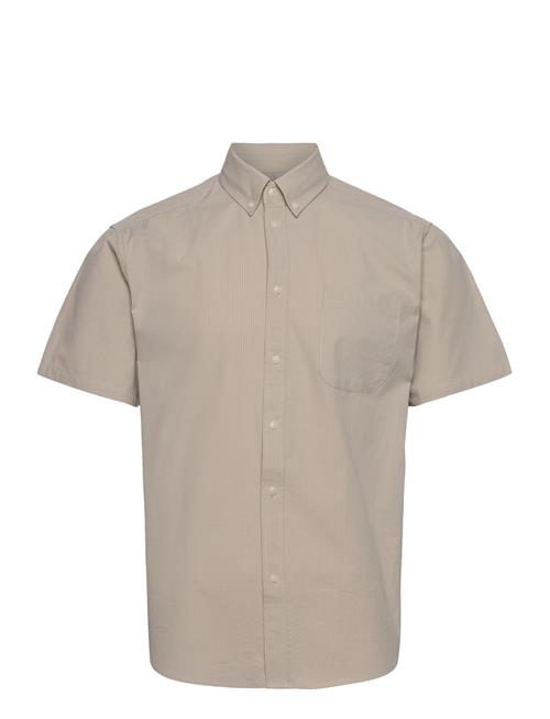 Les Deux Louis Seersucker Ss Shirt Les Deux Beige