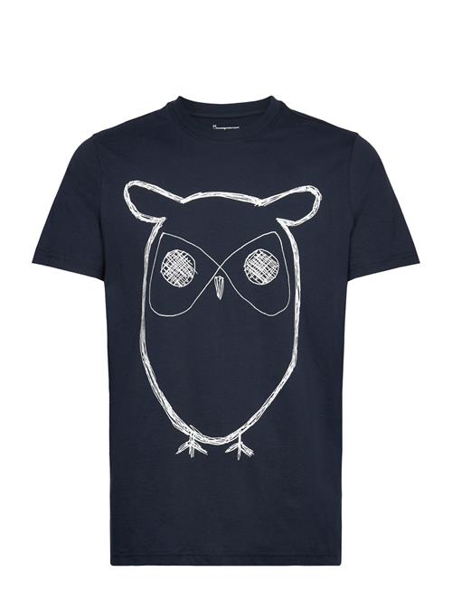 Alder Big Owl Tee - Gots/Vegan Knowledge Cotton Apparel Blue