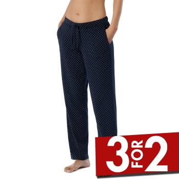 Schiesser Mix and Relax Jersey Long Lounge Pants Blå Mønster bomuld 44 Dame