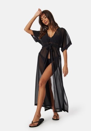 Se BUBBLEROOM Maxi Slit Beach Dress Black 36/38 ved Bubbleroom