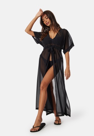 Se BUBBLEROOM Maxi Slit Beach Dress Black 40/42 ved Bubbleroom