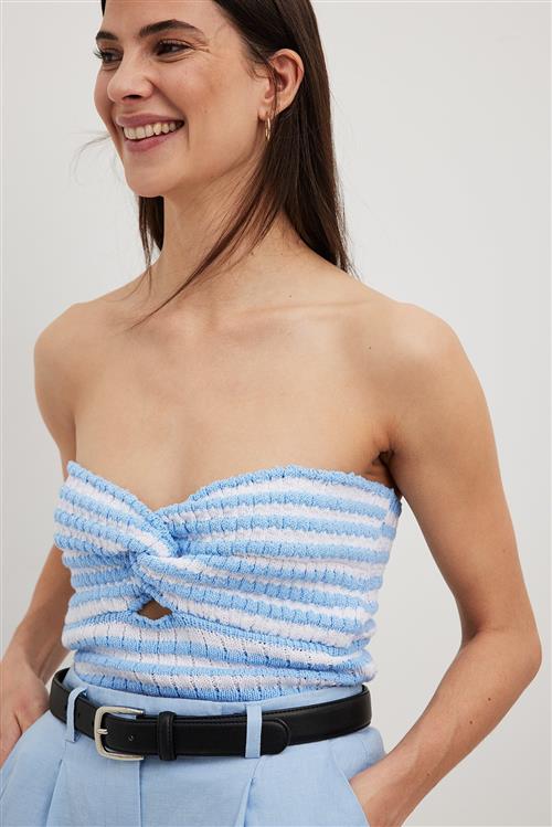 NA-KD Tubetop med snoet detalje og striber - Blue,Stripe