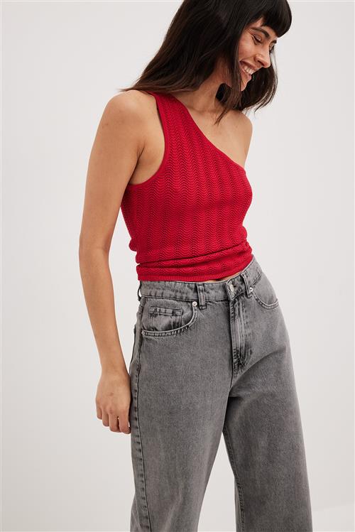 NA-KD Strikket one shoulder top - Red