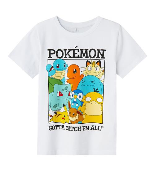 Se Name It T-shirt - NkmMasir Pokemon - Bright White/Black Text ved KidsWorld