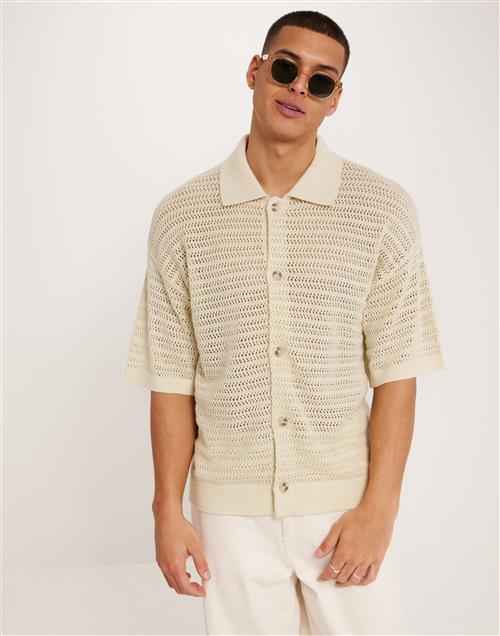 Jack & Jones Jorclub Knit Polo Cardigan Ss WE322 Kortærmede skjorter Beige