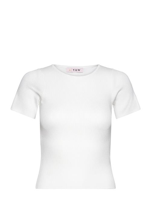 Se A-View Rib Knit Short Sleeve Top A-View White ved Booztlet