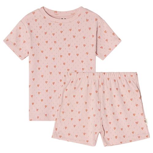 Buddy & Hope Molly GOTS Hjertemønstret Pyjamas Aprikos | Lyserød | 74/80 cm