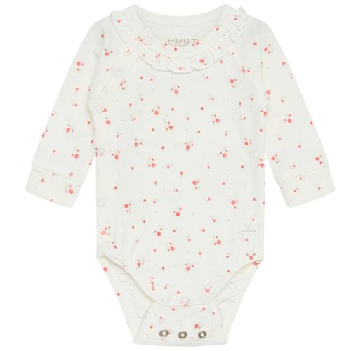 Hust&Claire Bing Blomstret Babybody Hot Coral | Orange | 56 cm