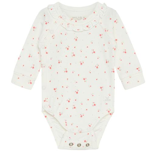 Hust&Claire Bing Blomstret Babybody Hot Coral | Orange | 56 cm