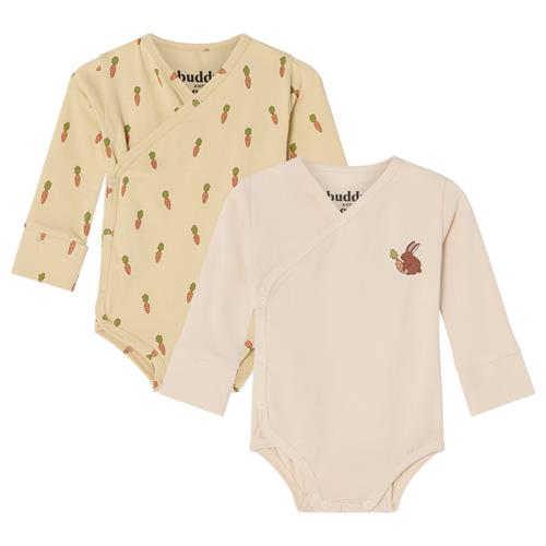 Buddy & Hope Max GOTS 2-pak Mønstrete Wrap Bodyer Carrots/Bunny 62/68 cm  Hvid  62/68 cm  Unisex