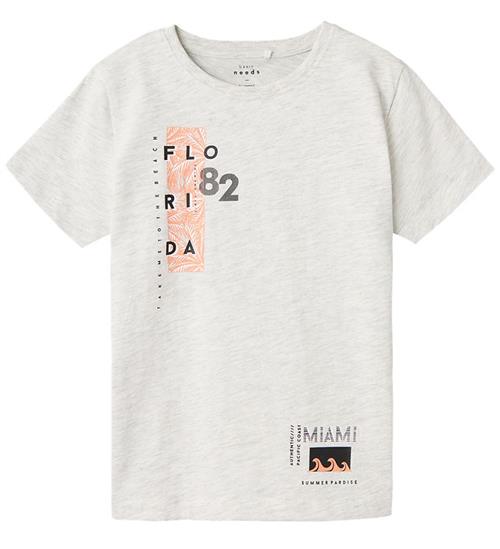 Se Name It Name It T-Shirt - NkmVictor - Light Grey Melange/Florida ved KidsWorld