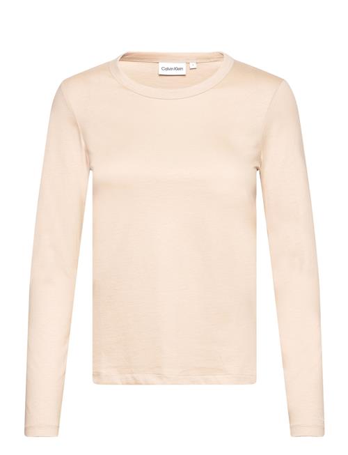 Calvin Klein Smooth Cotton Crew Neck Tee Ls Calvin Klein Beige