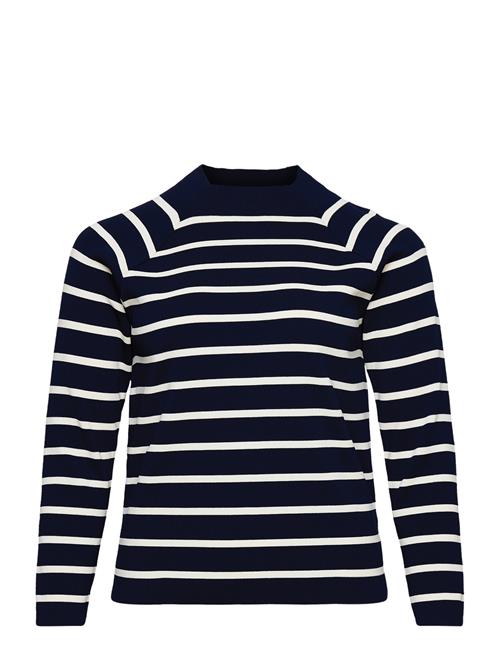 Se Lauren Women Striped Mockneck Sweater Lauren Women Navy ved Booztlet