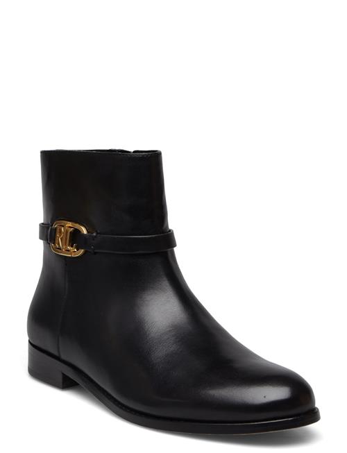 Briela Burnished Leather Bootie Lauren Ralph Lauren Black