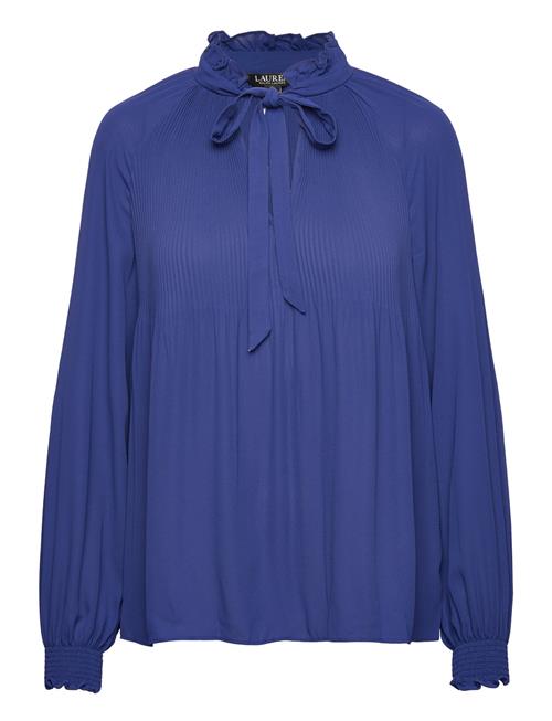 Lauren Ralph Lauren Pleated Georgette Tie-Neck Blouse Lauren Ralph Lauren Blue