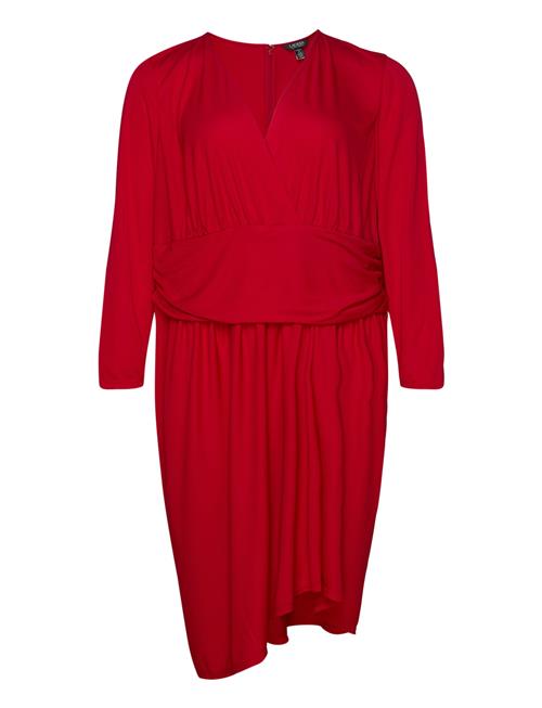 Se Lauren Women Ruched Stretch Jersey Surplice Dress Lauren Women Red ved Booztlet