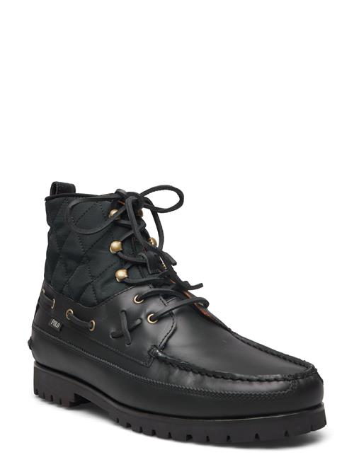 Polo Ralph Lauren Ranger Mid Leather & Quilted Canvas Boot Polo Ralph Lauren Black