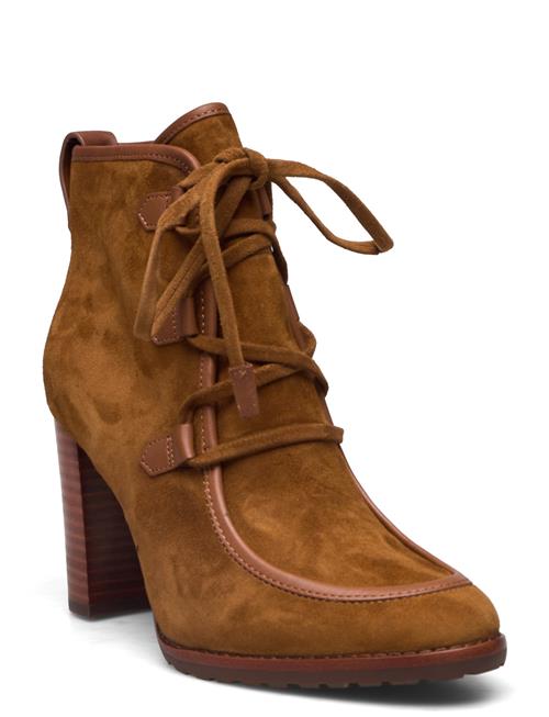 Se Lauren Ralph Lauren Mabel Leather-Trim Suede Bootie Lauren Ralph Lauren Brown ved Booztlet