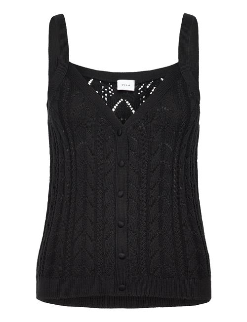 Vietti S/L V-Neck Pointelle Knit Singlet Vila Black