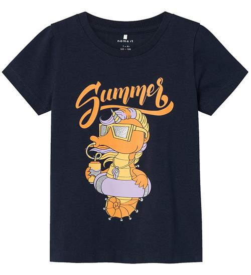 Se Name It Name It T-shirt - NmfJanine - Dark Sapphire m. Glitter ved KidsWorld