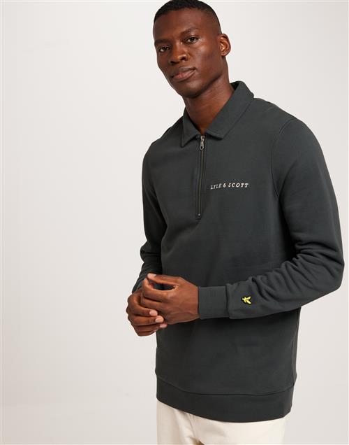 Lyle & Scott Embroidered Collared Quarter Zip Half zip Gunmetal