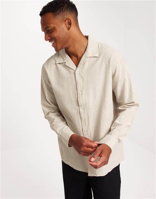 Selected Homme Slhrelaxnew-Linen Shirt Ls Resort Hørskjorter Beige